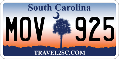 SC license plate MOV925