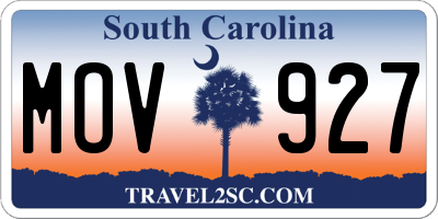SC license plate MOV927