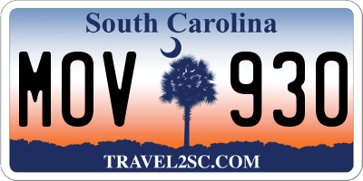 SC license plate MOV930