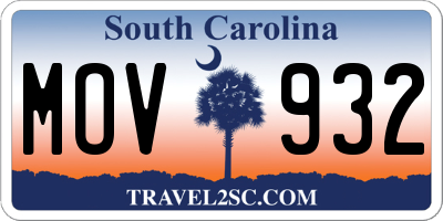SC license plate MOV932