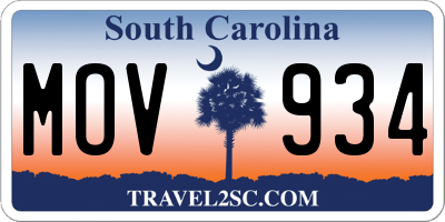 SC license plate MOV934