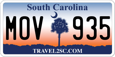 SC license plate MOV935
