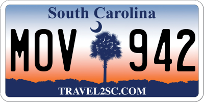 SC license plate MOV942