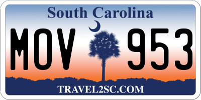 SC license plate MOV953