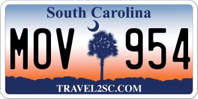 SC license plate MOV954