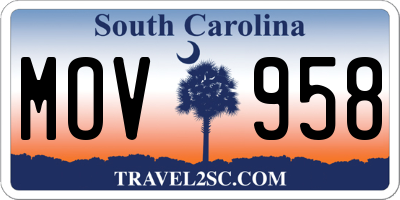 SC license plate MOV958