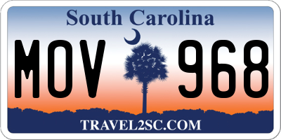 SC license plate MOV968