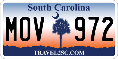 SC license plate MOV972