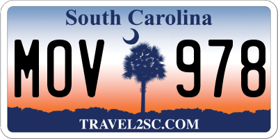 SC license plate MOV978