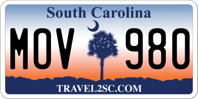 SC license plate MOV980