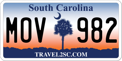 SC license plate MOV982