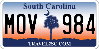 SC license plate MOV984