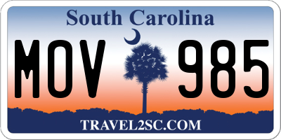 SC license plate MOV985