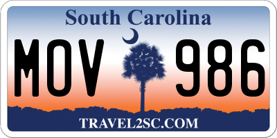 SC license plate MOV986