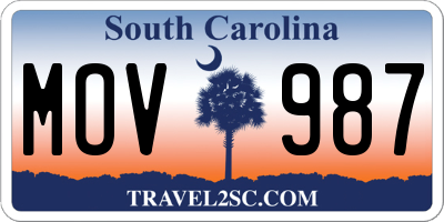 SC license plate MOV987