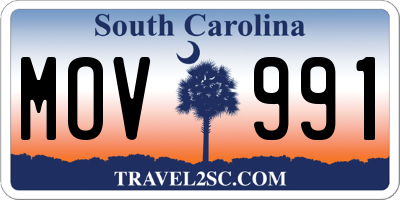 SC license plate MOV991