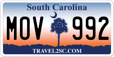 SC license plate MOV992