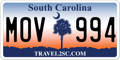 SC license plate MOV994