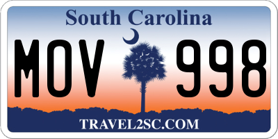 SC license plate MOV998