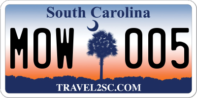 SC license plate MOW005