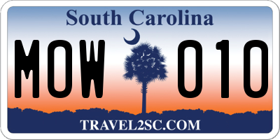 SC license plate MOW010