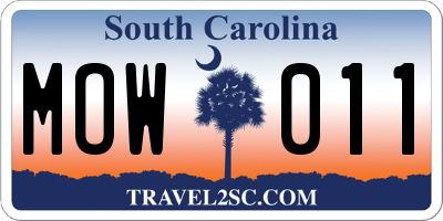 SC license plate MOW011