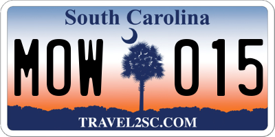 SC license plate MOW015