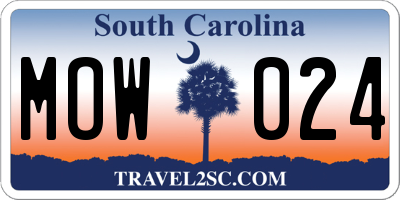 SC license plate MOW024