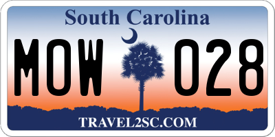 SC license plate MOW028