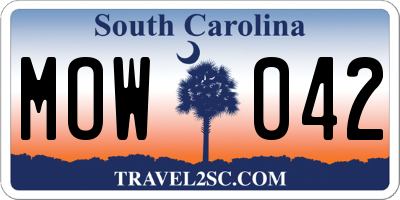 SC license plate MOW042