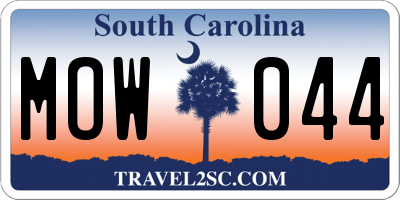 SC license plate MOW044
