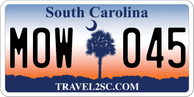 SC license plate MOW045