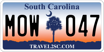SC license plate MOW047