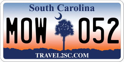 SC license plate MOW052