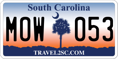SC license plate MOW053