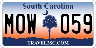 SC license plate MOW059