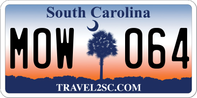 SC license plate MOW064