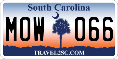 SC license plate MOW066
