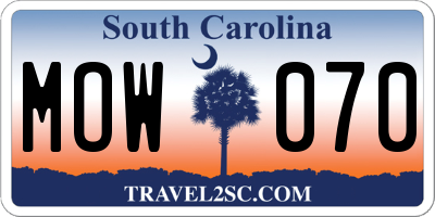 SC license plate MOW070