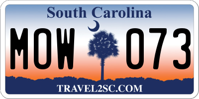 SC license plate MOW073
