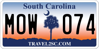 SC license plate MOW074