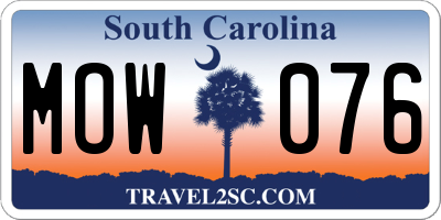SC license plate MOW076