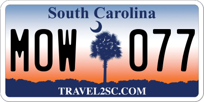 SC license plate MOW077