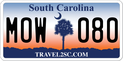 SC license plate MOW080