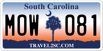 SC license plate MOW081