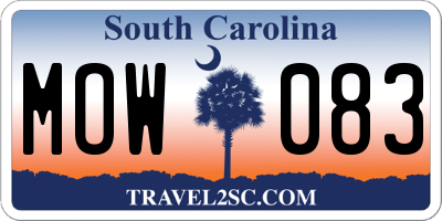 SC license plate MOW083