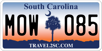 SC license plate MOW085