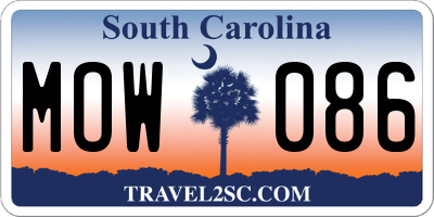 SC license plate MOW086