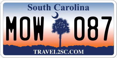 SC license plate MOW087