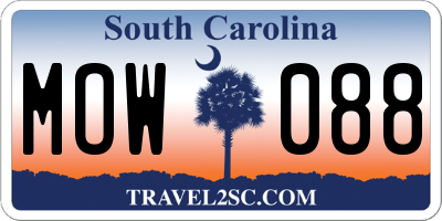 SC license plate MOW088